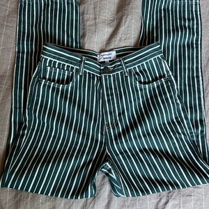 Reformation Green Striped Cynthia Jeans